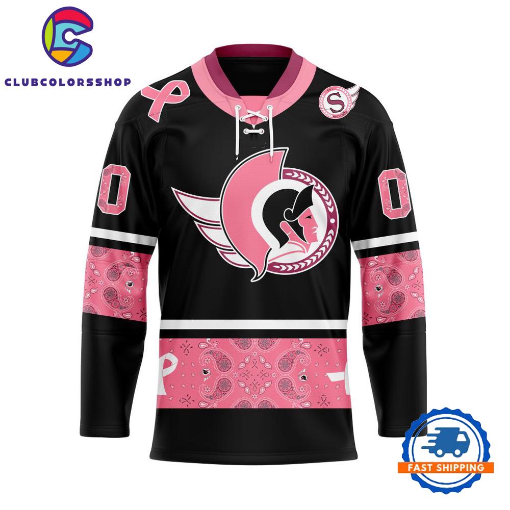 NHL Ottawa Senators In Classic Style With Paisley IN OCTOBER WE WEAR PINK BREAST CANCER Hockey Jersey