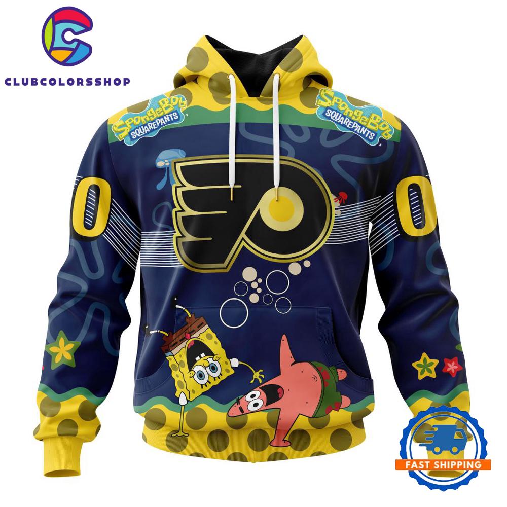 NHL Philadelphia Flyers Specialized Jersey With SpongeBob Hoodie, T Shirt