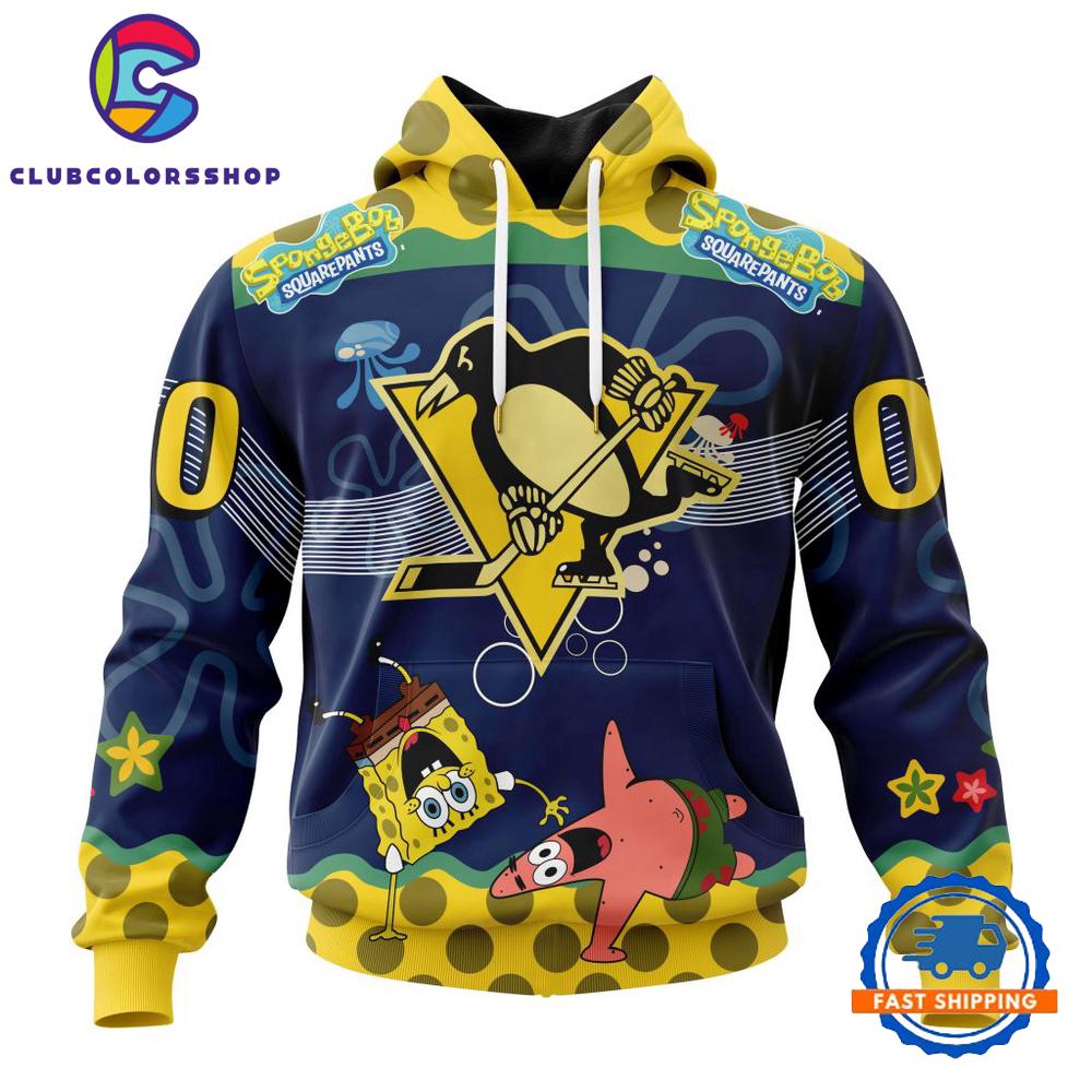 NHL Pittsburgh Penguins Specialized Jersey With SpongeBob Hoodie, T Shirt