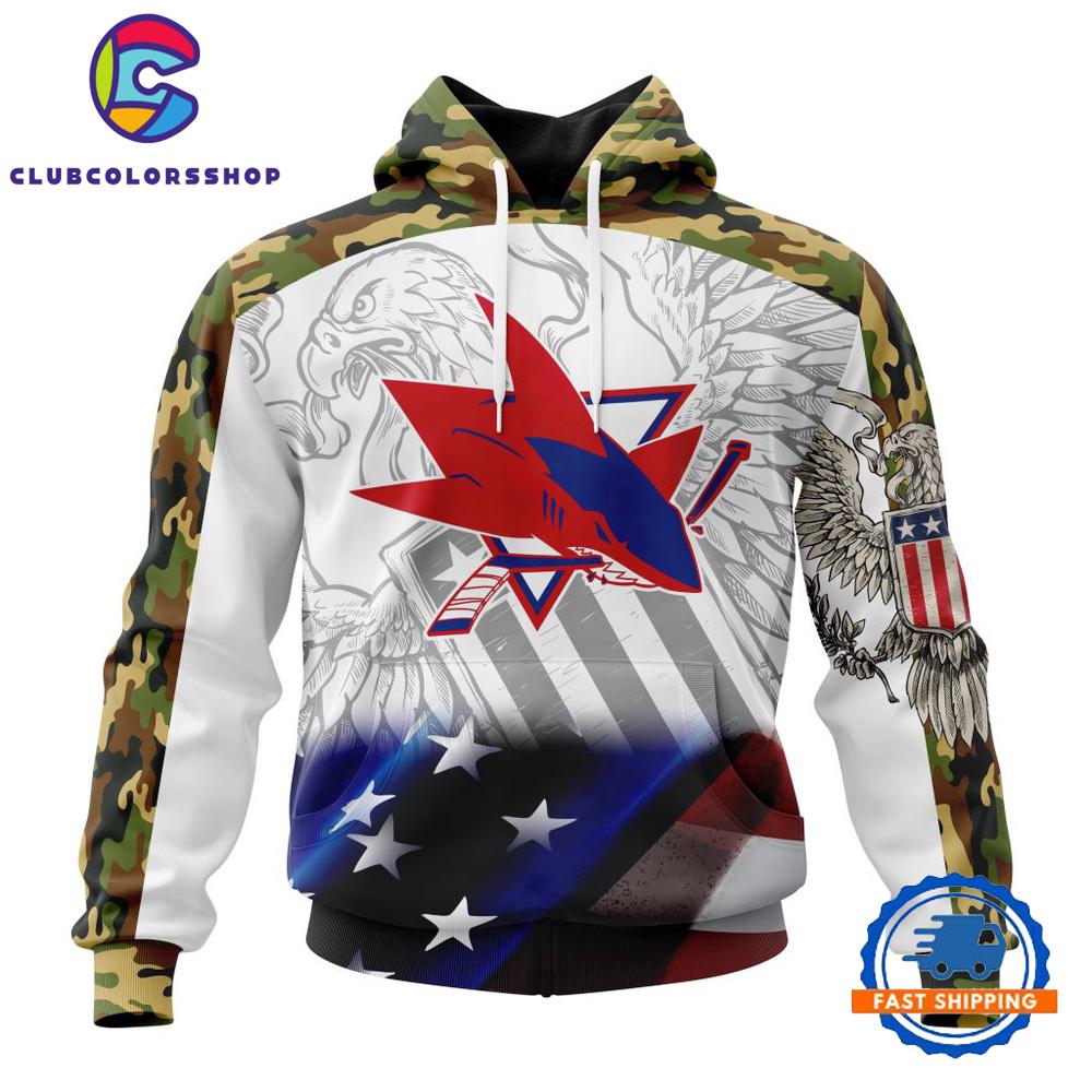 NHL San Jose Sharks Specialized Design With Our America Flag And Our America Eagle Hoodie, T Shirt