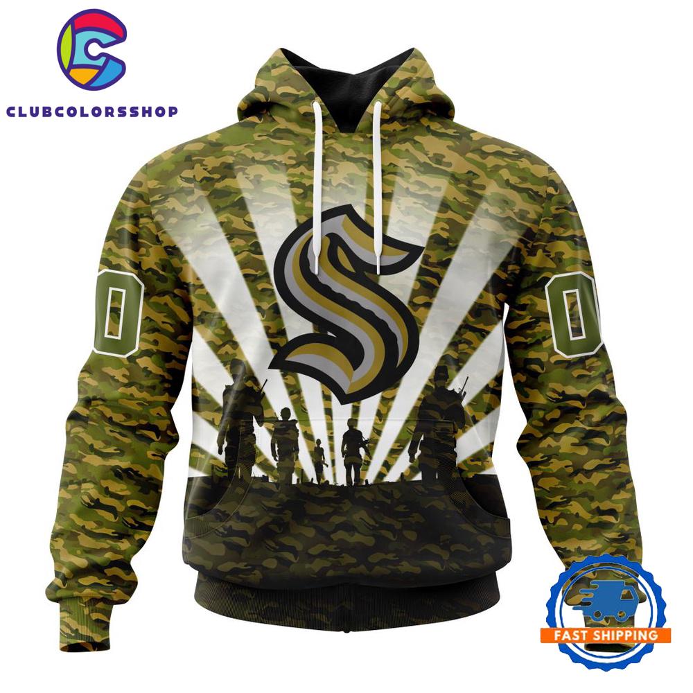 NHL Seattle Kraken Military Camo Kits For Veterans Day And Rememberance Day Hoodie, T Shirt