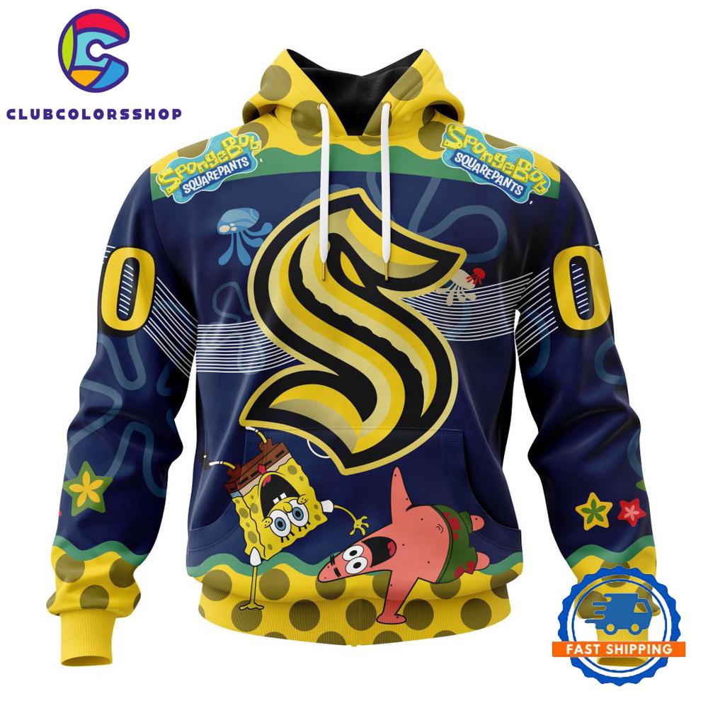 NHL Seattle Kraken Specialized Jersey With SpongeBob Hoodie, T Shirt