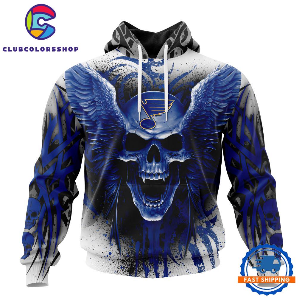 NHL St Louis Blues Special Kits With Skull Art Hoodie, T Shirt