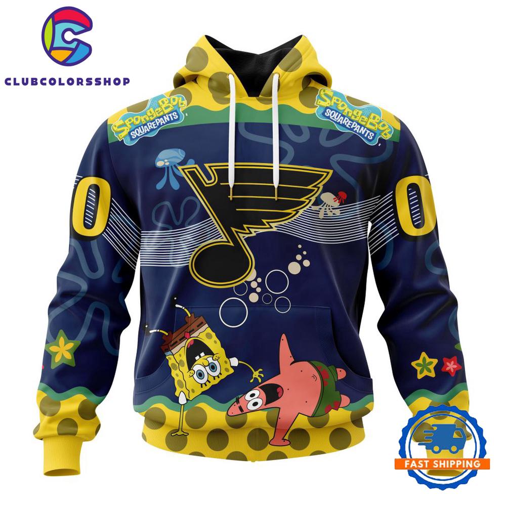 NHL St. Louis Blues Specialized Jersey With SpongeBob Hoodie, T Shirt