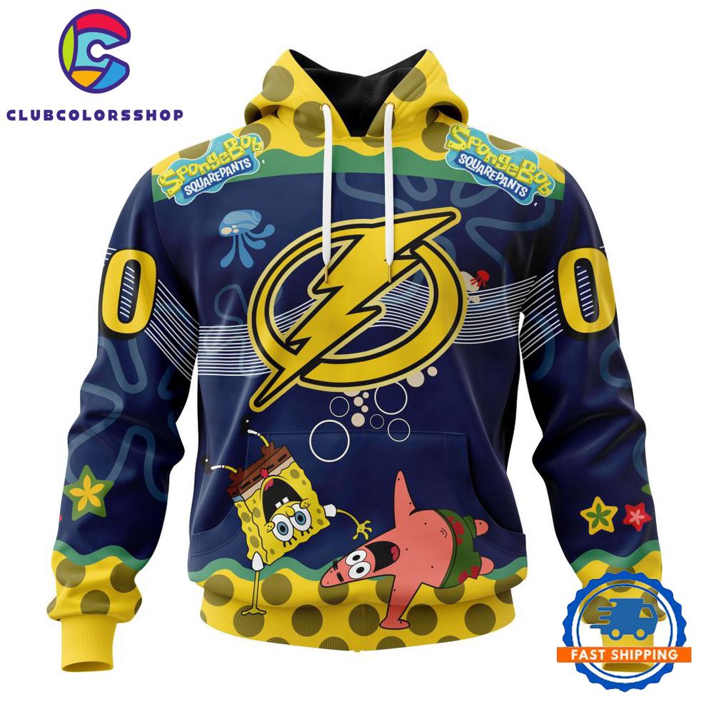 NHL Tampa Bay Lightning Specialized Jersey With SpongeBob Hoodie, T Shirt