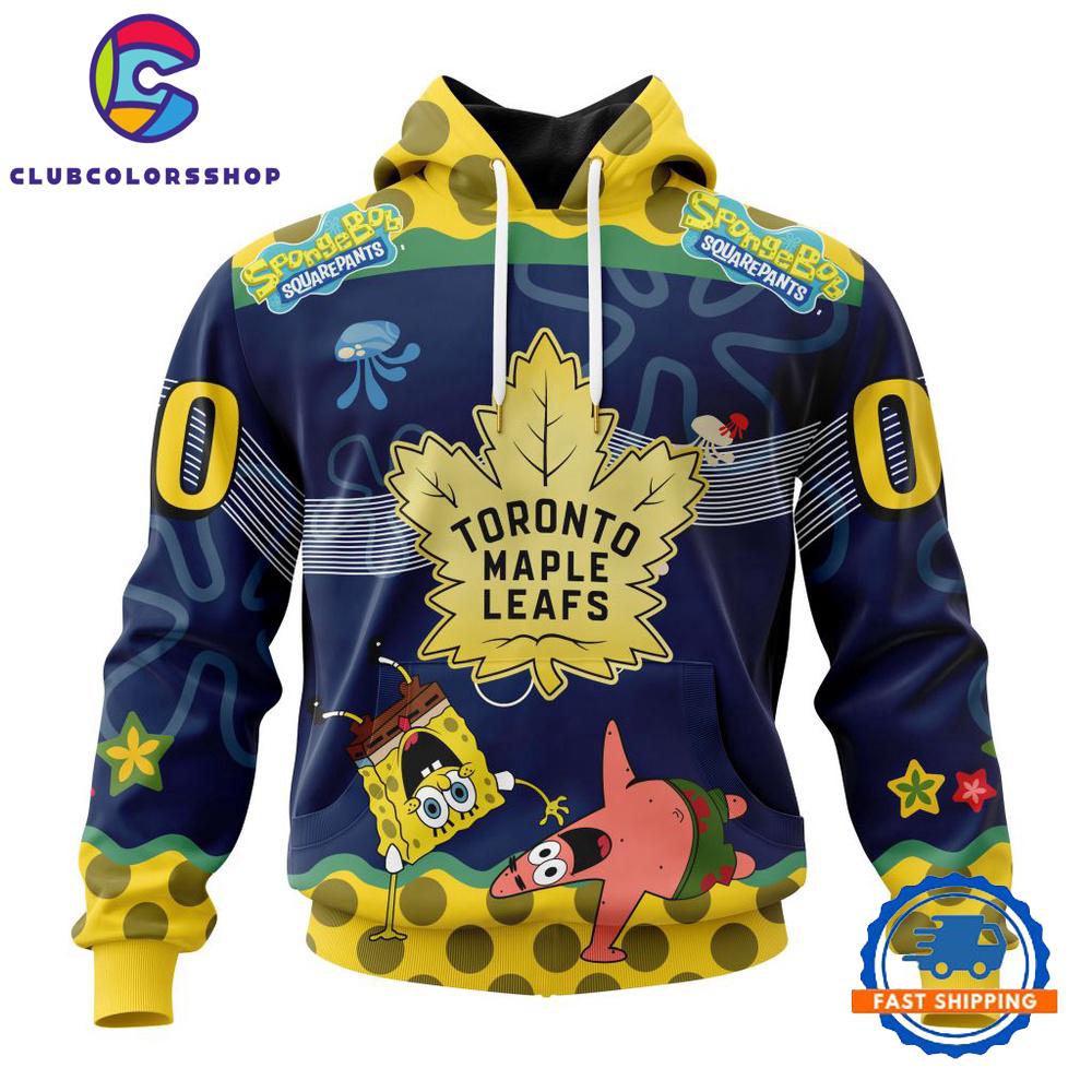 NHL Toronto Maple Leafs Specialized Jersey With SpongeBob Hoodie, T Shirt
