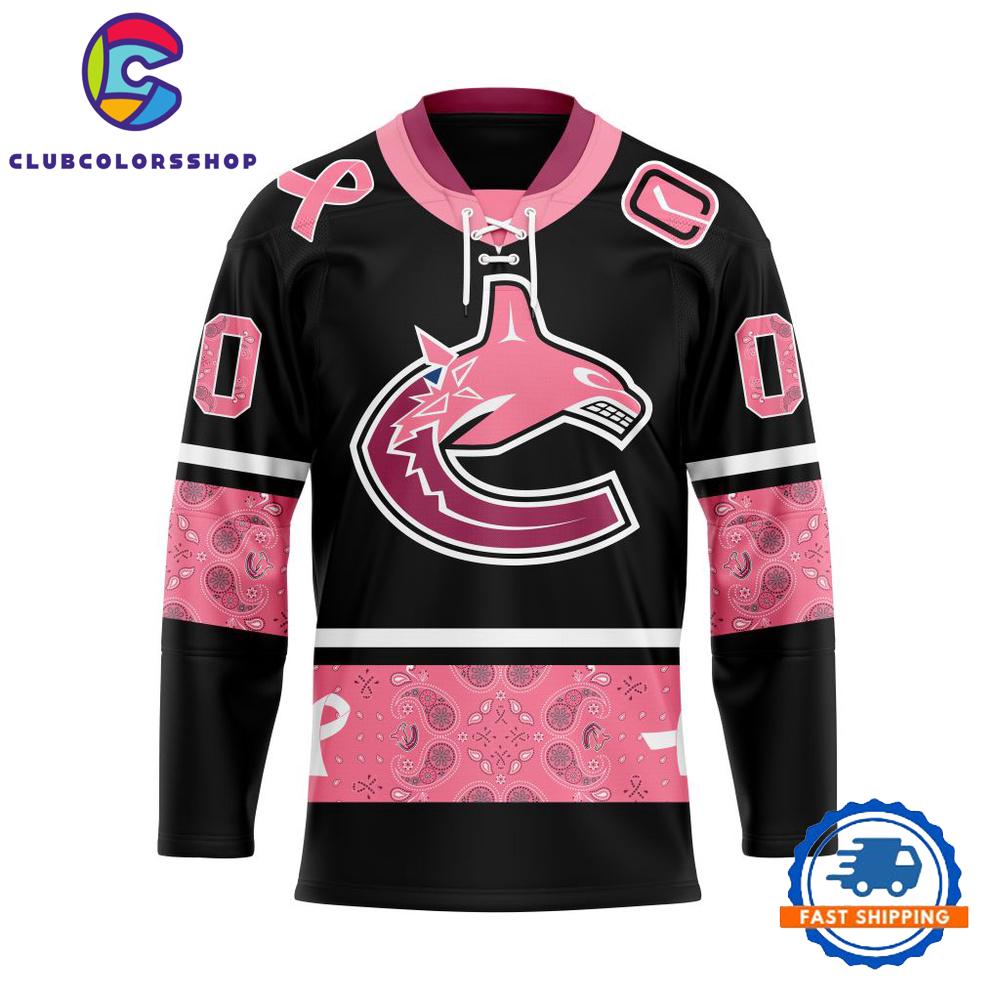 NHL Vancouver Canucks In Classic Style With Paisley IN OCTOBER WE WEAR PINK BREAST CANCER Hockey Jersey