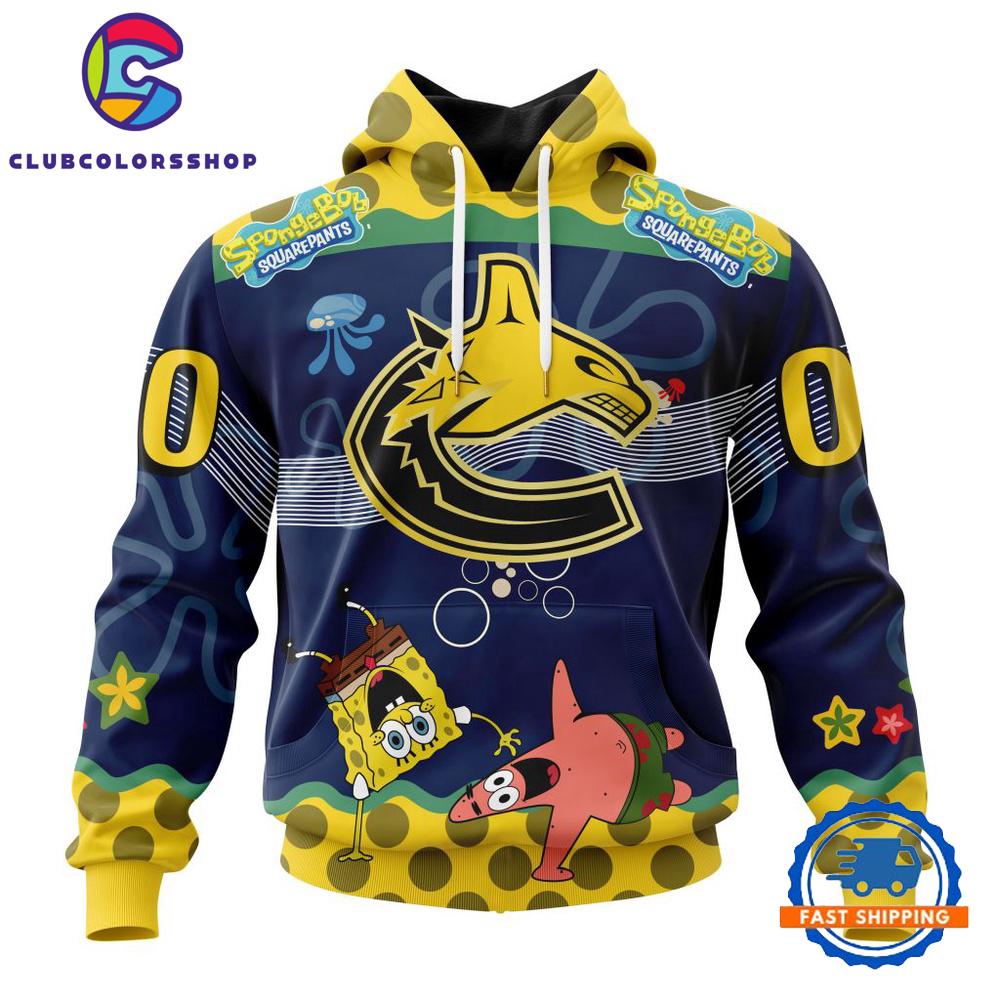 NHL Vancouver Canucks Specialized Jersey With SpongeBob Hoodie, T Shirt