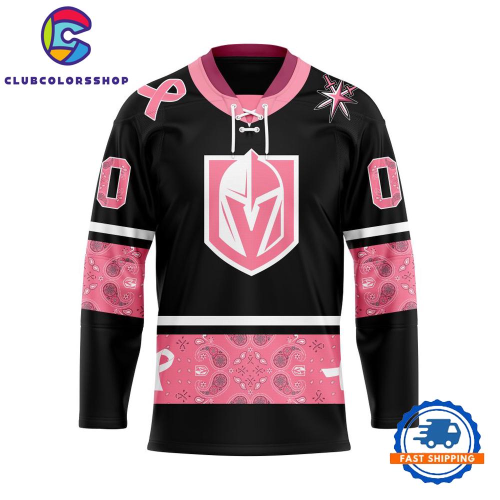NHL Vegas Golden Knights In Classic Style With Paisley IN OCTOBER WE WEAR PINK BREAST CANCER Hockey Jersey