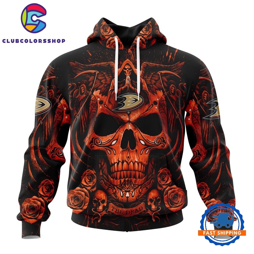 NHL Anaheim Ducks Special Design Halloween With Skull Art Hoodie, T Shirt
