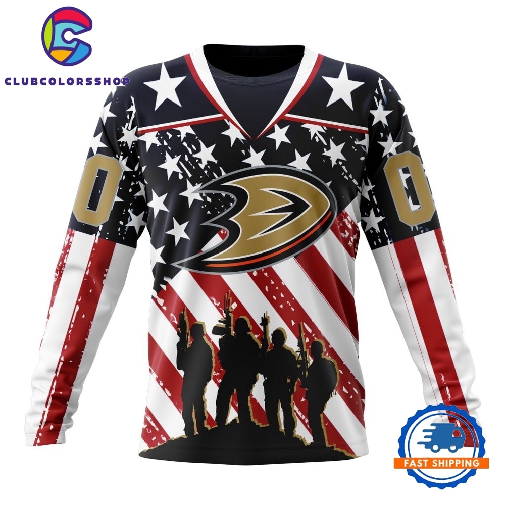 NHL Anaheim Ducks Specialized Kits For Honor USS Military Hoodie, T Shirt 3
