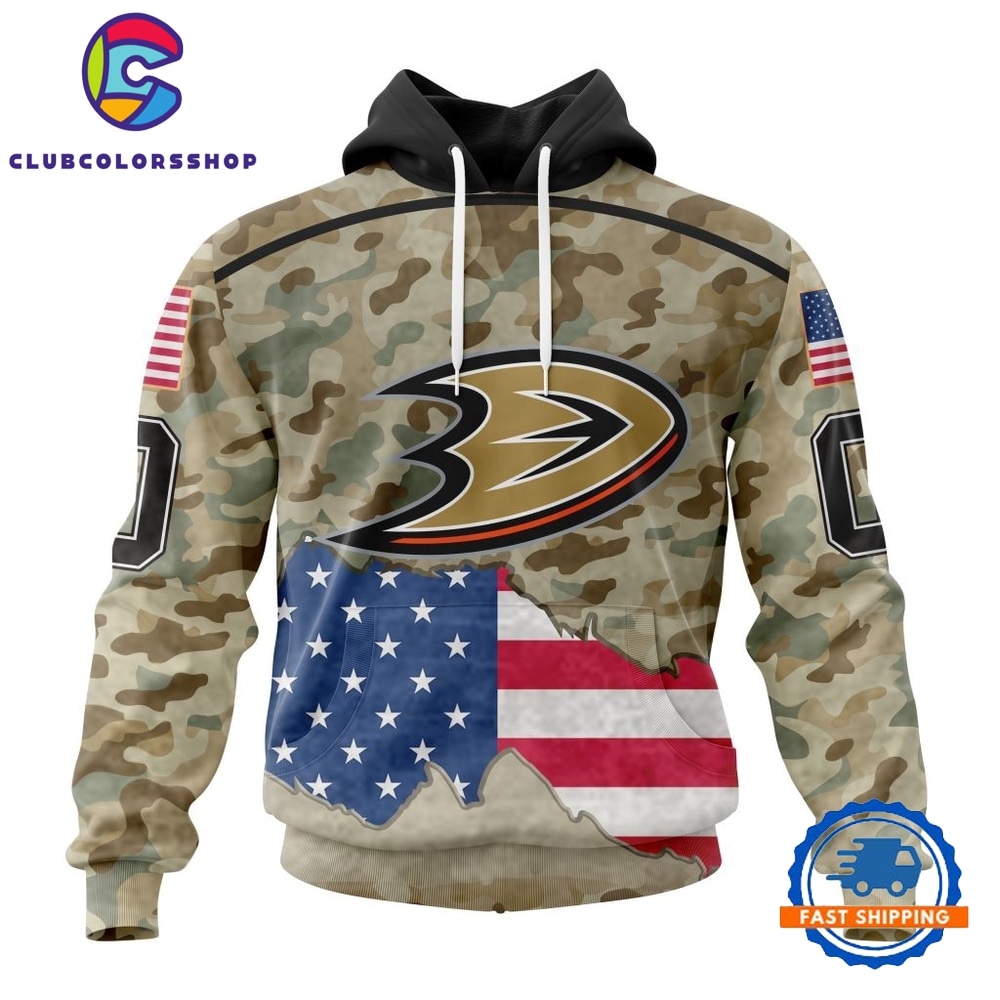NHL Anaheim Ducks Specialized Kits For United State With Camo Color Hoodie, T Shirt