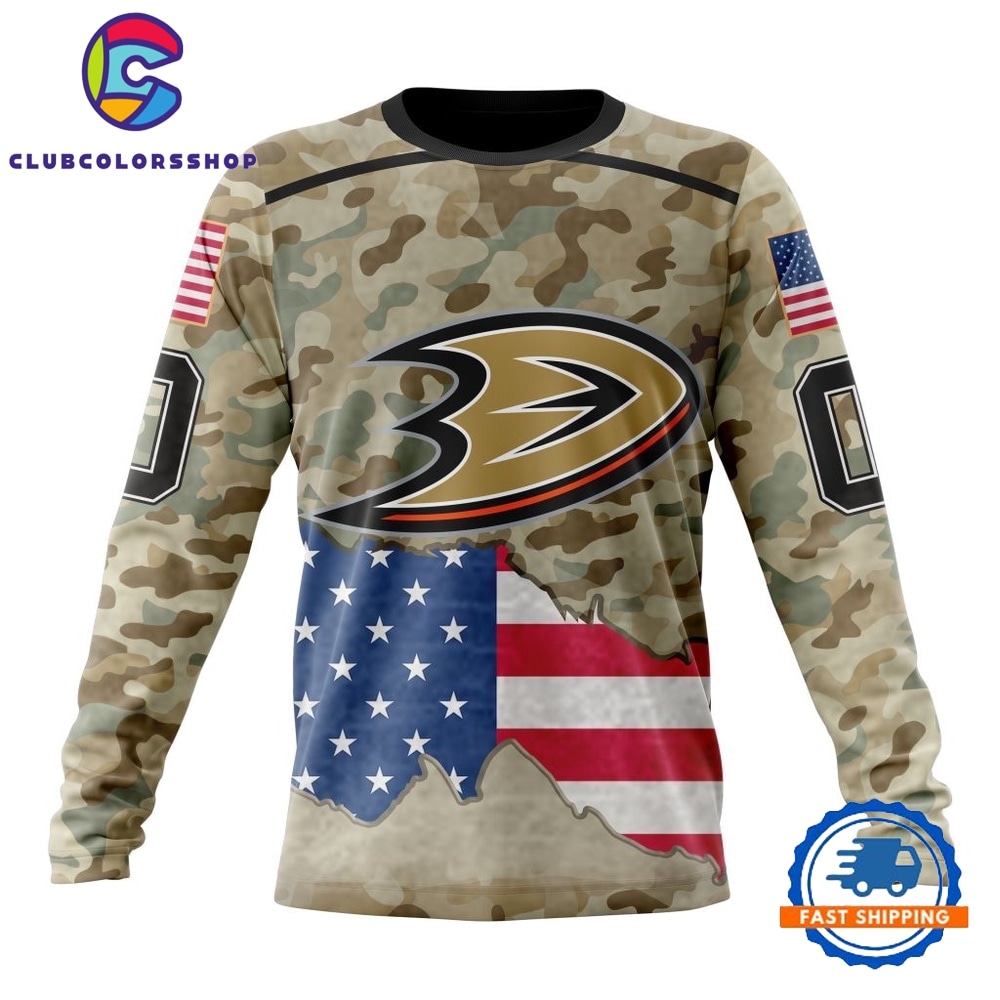 NHL Anaheim Ducks Specialized Kits For United State With Camo Color Hoodie, T Shirt 3