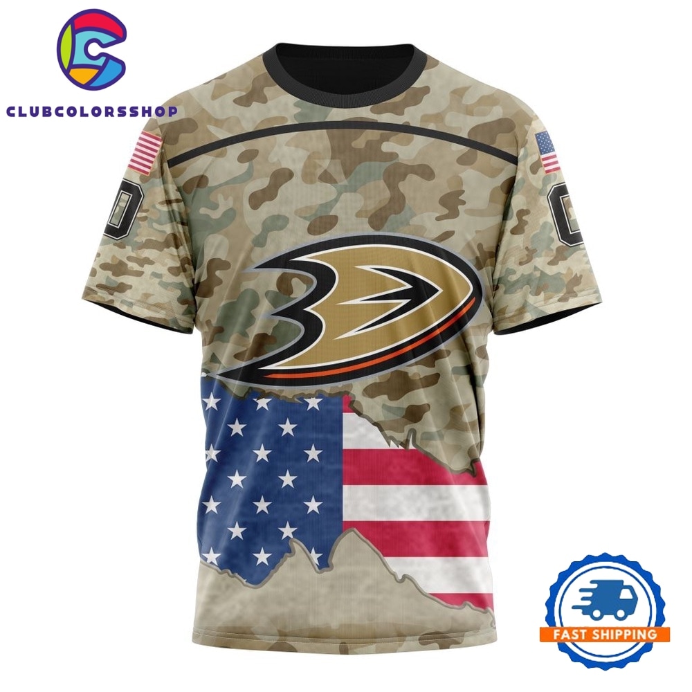 NHL Anaheim Ducks Specialized Kits For United State With Camo Color Hoodie, T Shirt 4