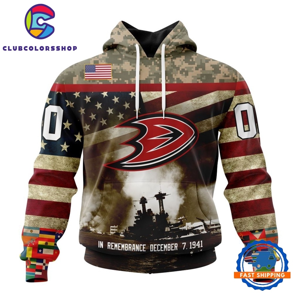 NHL Anaheim Ducks Specialized Unisex Kits Remember Pearl Harbor Hoodie, T Shirt