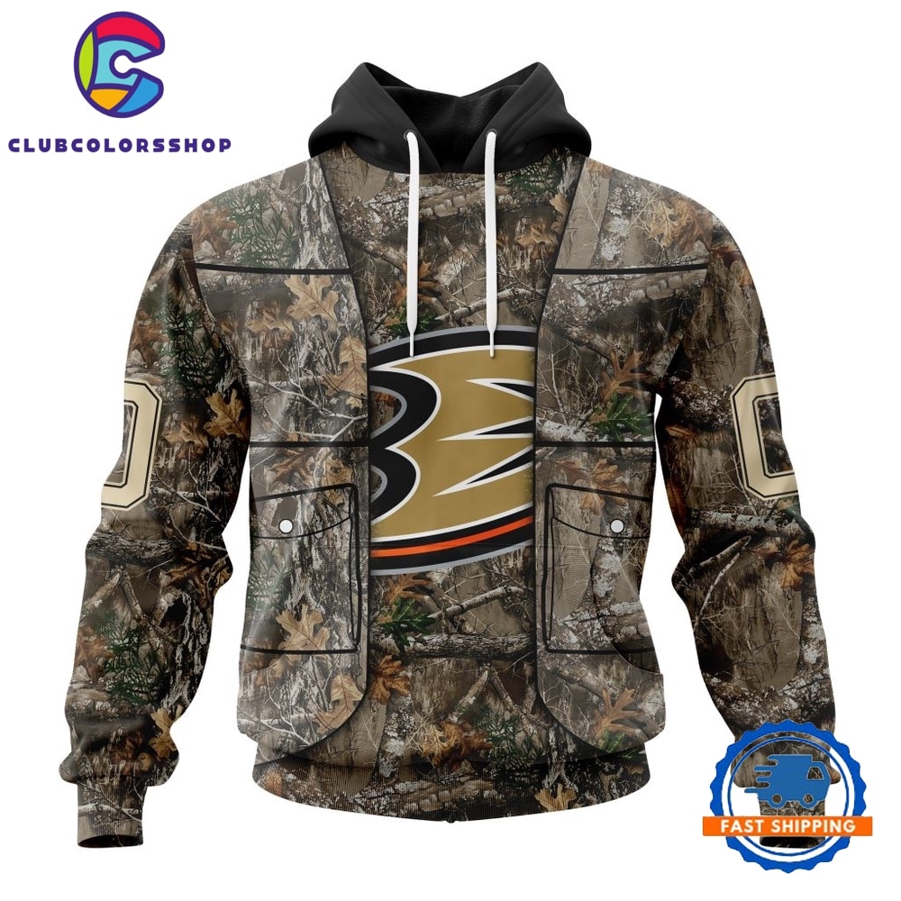 NHL Anaheim Ducks Specialized Unisex Vest Kits With Realtree Camo Hoodie, T Shirt