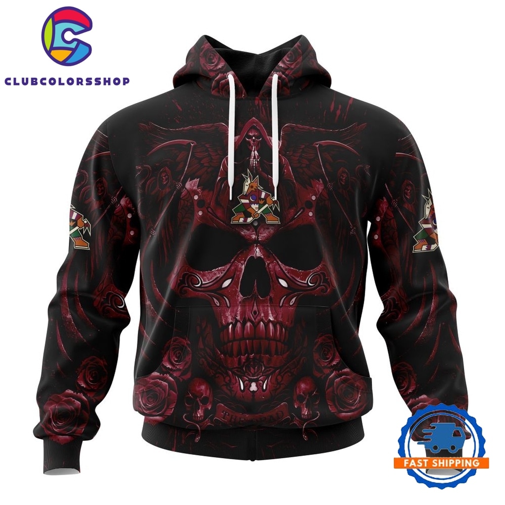 NHL Arizona Coyotes Special Design Halloween With Skull Art Hoodie, T Shirt