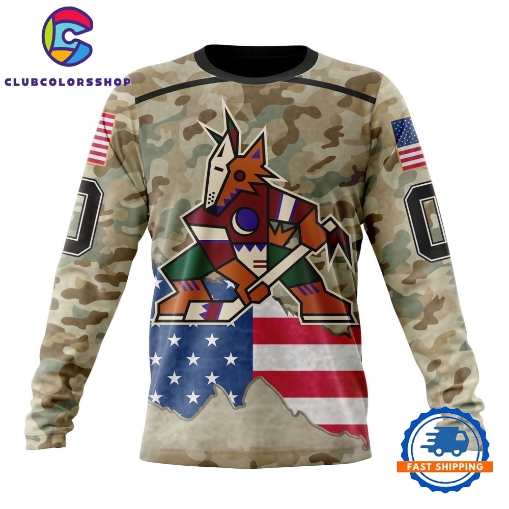 NHL Arizona Coyotes Specialized Kits For United State With Camo Color Hoodie, T Shirt 3