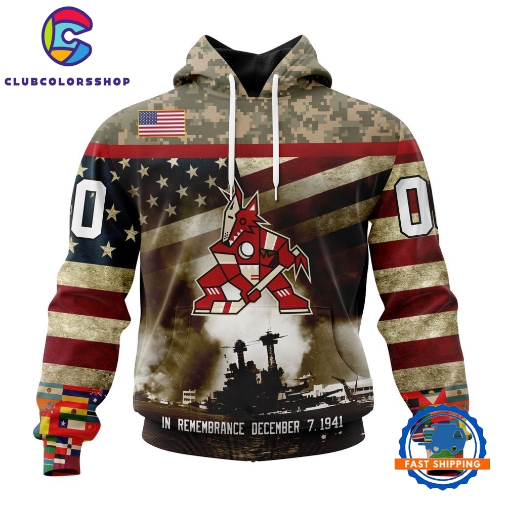 NHL Arizona Coyotes Specialized Unisex Kits Remember Pearl Harbor Hoodie, T Shirt