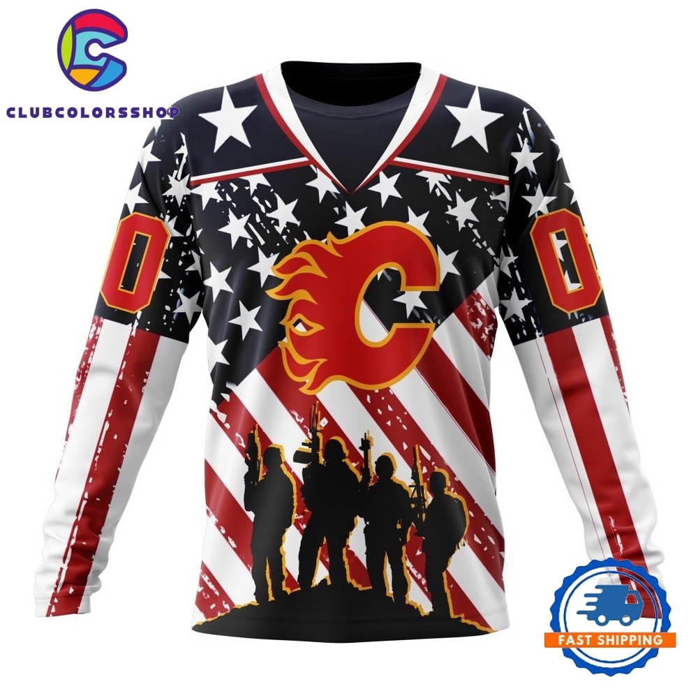 NHL Calgary Flames Specialized Kits For Honor USS Military Hoodie, T Shirt 3