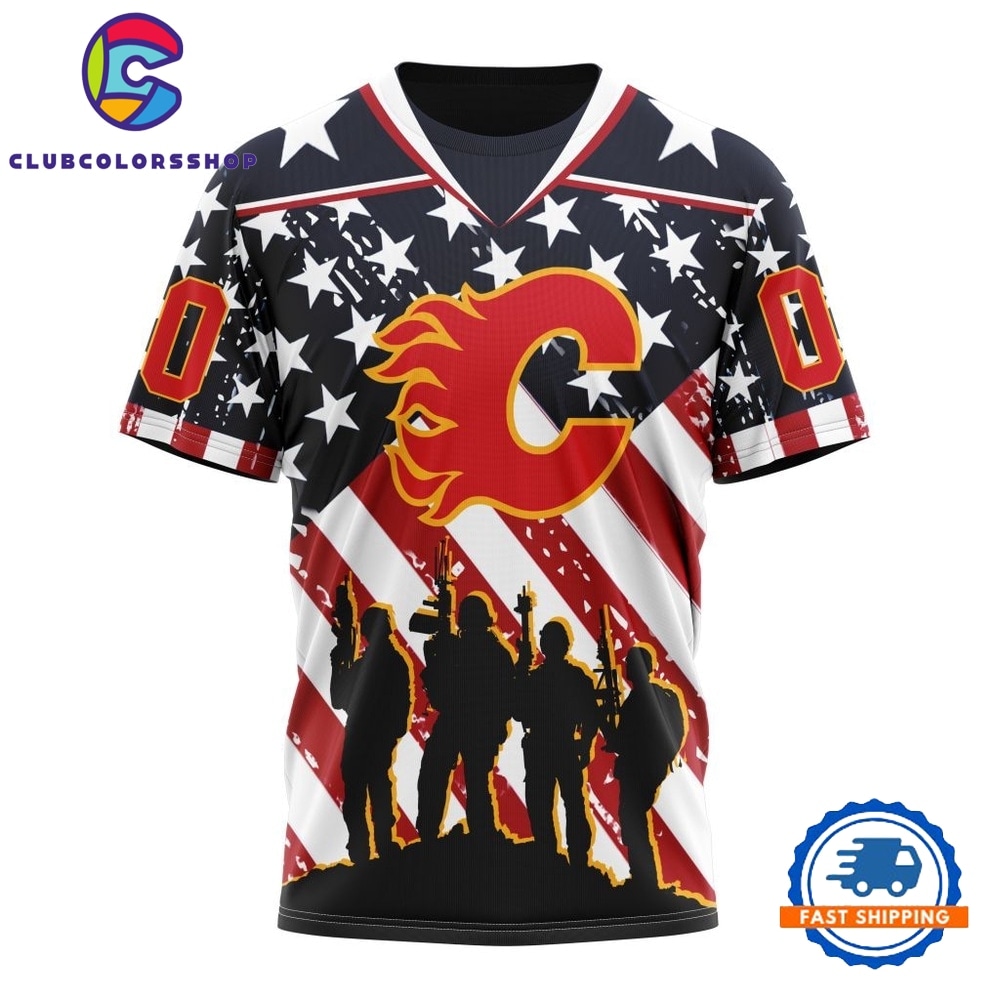 NHL Calgary Flames Specialized Kits For Honor USS Military Hoodie, T Shirt 4