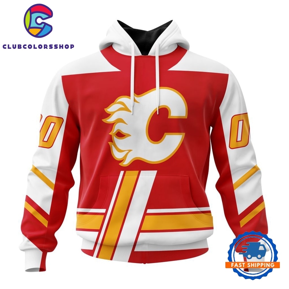 NHL Calgary Flames Specialized Unisex Kits With Retro Concepts Hoodie, T Shirt