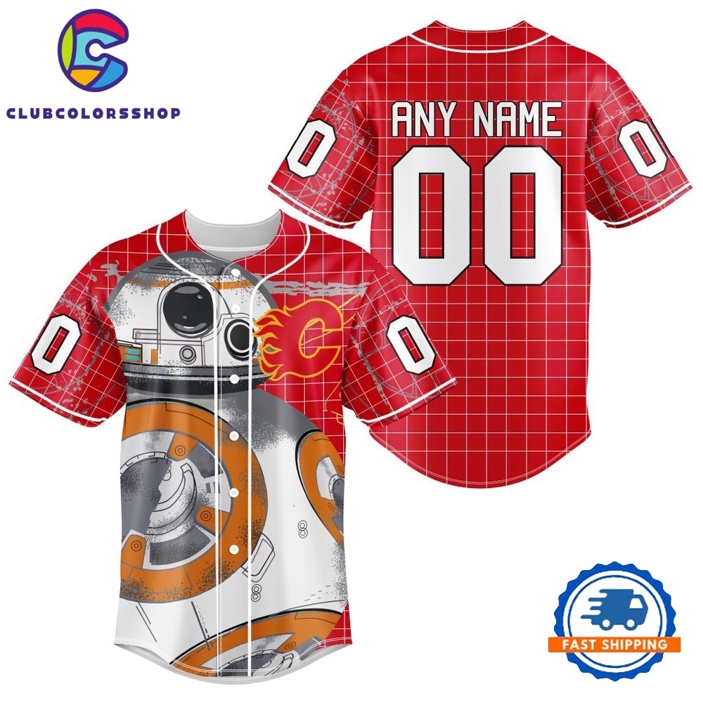 NHL Calgary Flames x BB 8 D Star War Baseball Jersey