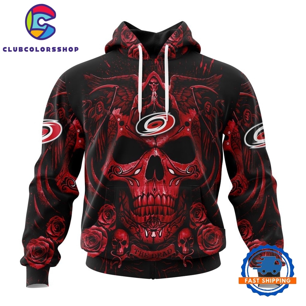 NHL Carolina Hurricanes Special Design Halloween With Skull Art Hoodie, T Shirt