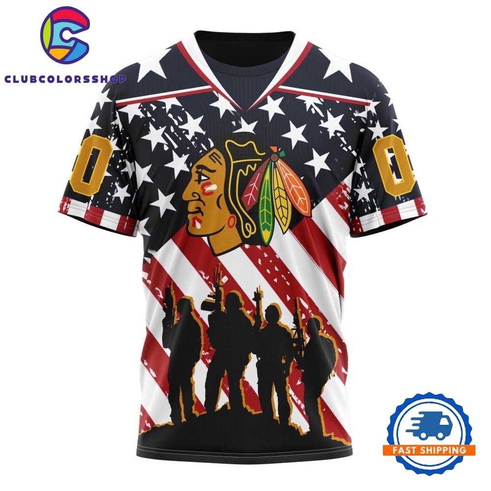 NHL Chicago BlackHawks Specialized Kits For Honor USS Military Hoodie, T Shirt 4