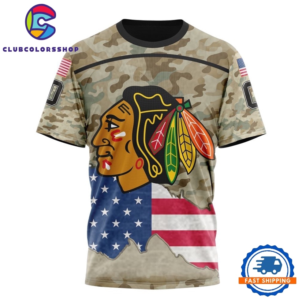 NHL Chicago BlackHawks Specialized Kits For United State With Camo Color Hoodie, T Shirt 4