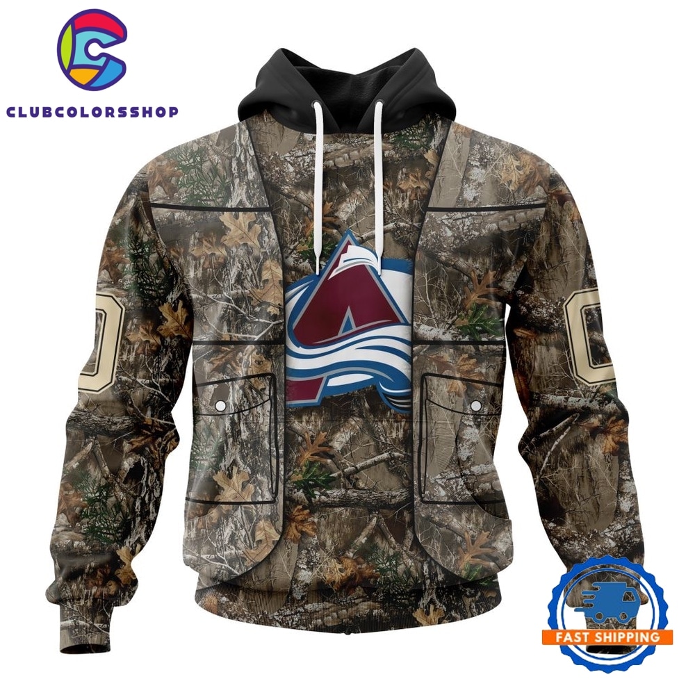 NHL Colorado Avalanche Specialized Unisex Vest Kits With Realtree Camo Hoodie, T Shirt
