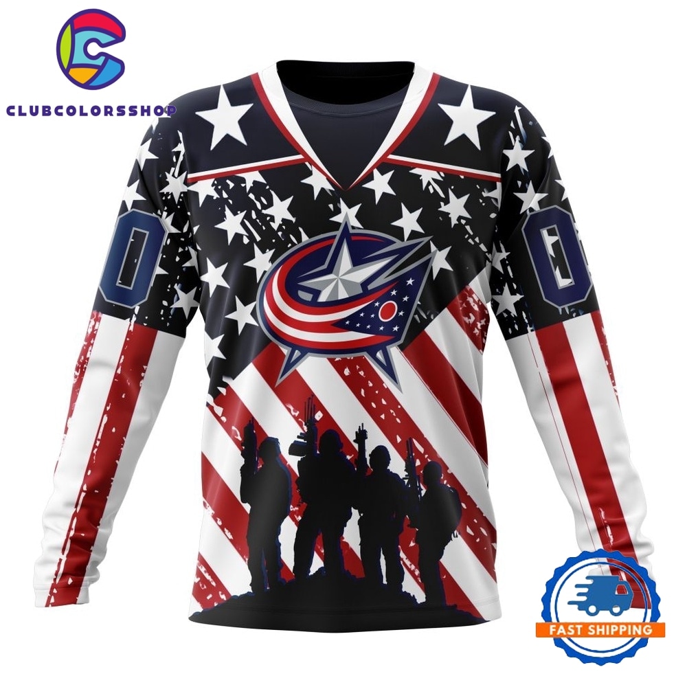 NHL Columbus Blue Jackets Specialized Kits For Honor USS Military Hoodie, T Shirt 3