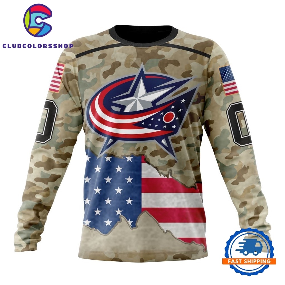 NHL Columbus Blue Jackets Specialized Kits For United State With Camo Color Hoodie, T Shirt 3
