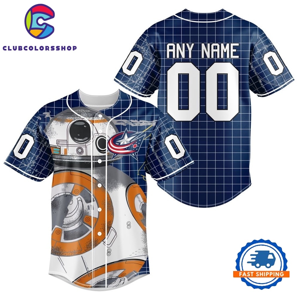 NHL Columbus Blue Jackets x BB 8 D Star War Baseball Jersey
