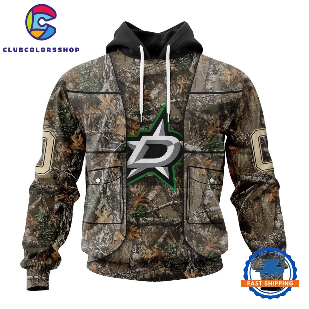 NHL Dallas Stars Specialized Unisex Vest Kits With Realtree Camo Hoodie, T Shirt