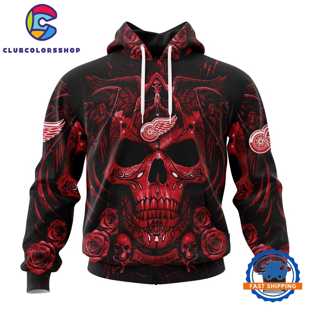 NHL Detroit Red Wings Special Design Halloween With Skull Art Hoodie, T Shirt