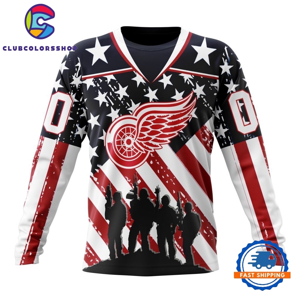 NHL Detroit Red Wings Specialized Kits For Honor USS Military Hoodie, T Shirt 3