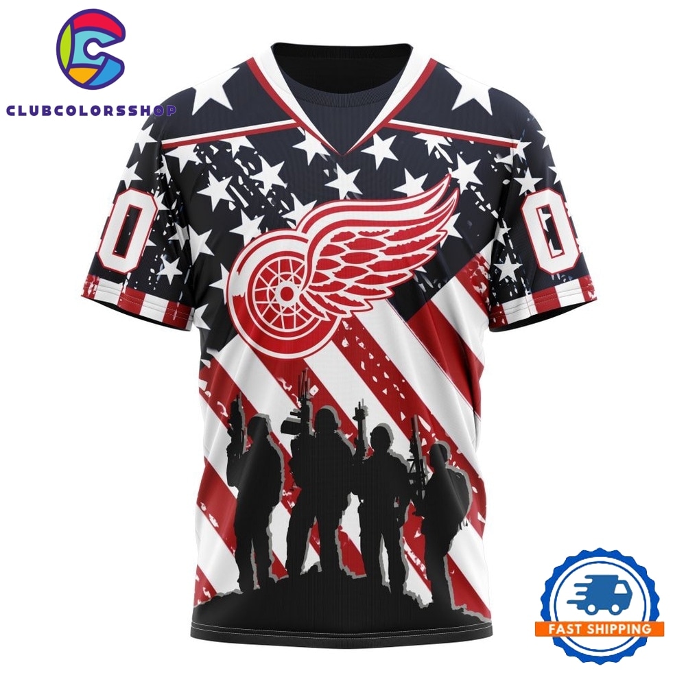 NHL Detroit Red Wings Specialized Kits For Honor USS Military Hoodie, T Shirt 4