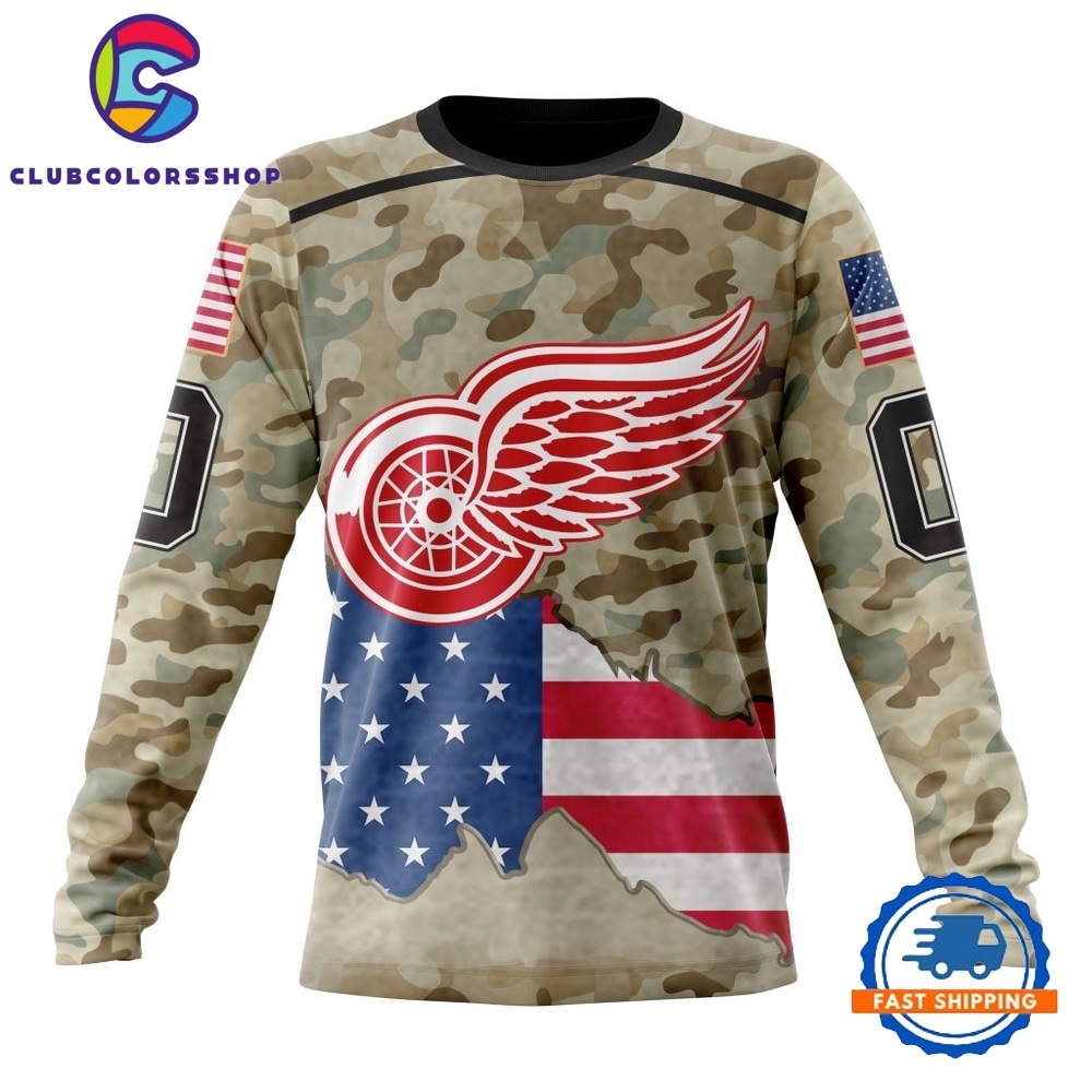 NHL Detroit Red Wings Specialized Kits For United State With Camo Color Hoodie, T Shirt 3