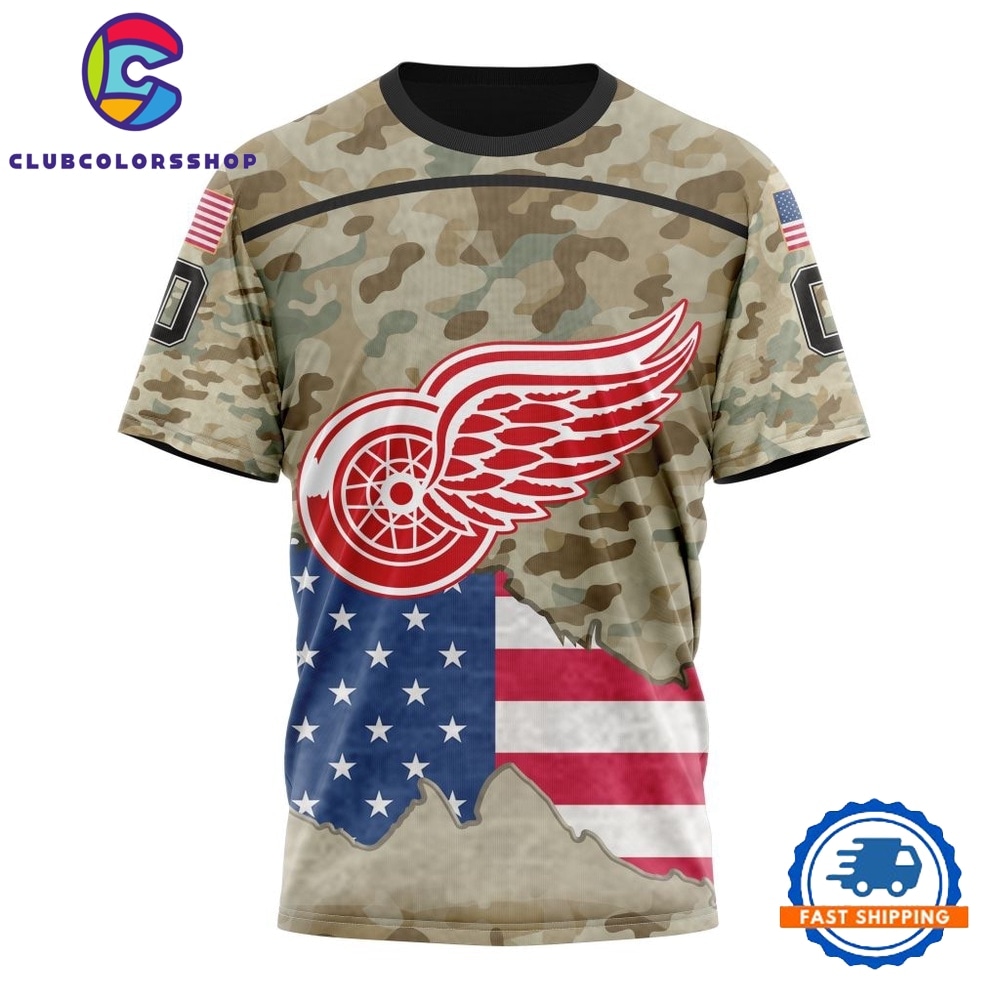 NHL Detroit Red Wings Specialized Kits For United State With Camo Color Hoodie, T Shirt 4