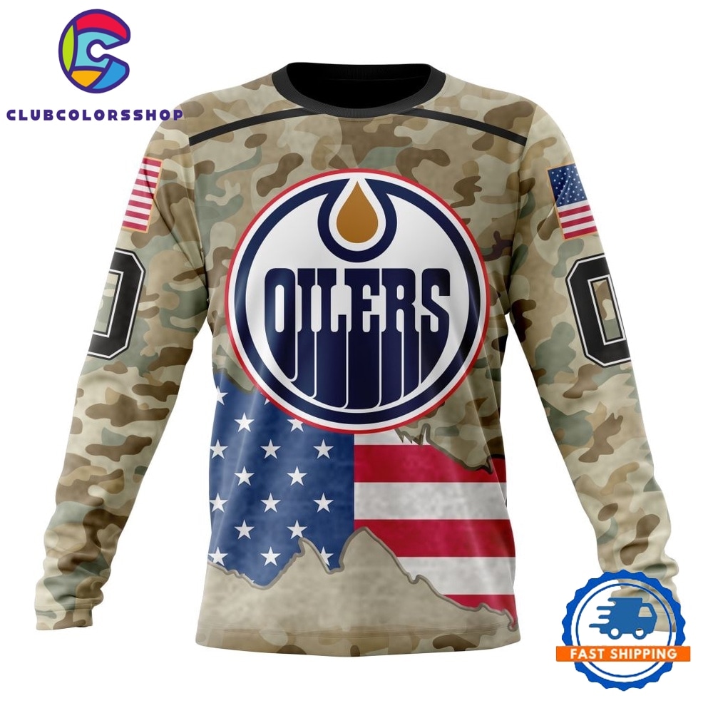 NHL Edmonton Oilers Specialized Kits For United State With Camo Color Hoodie, T Shirt 3