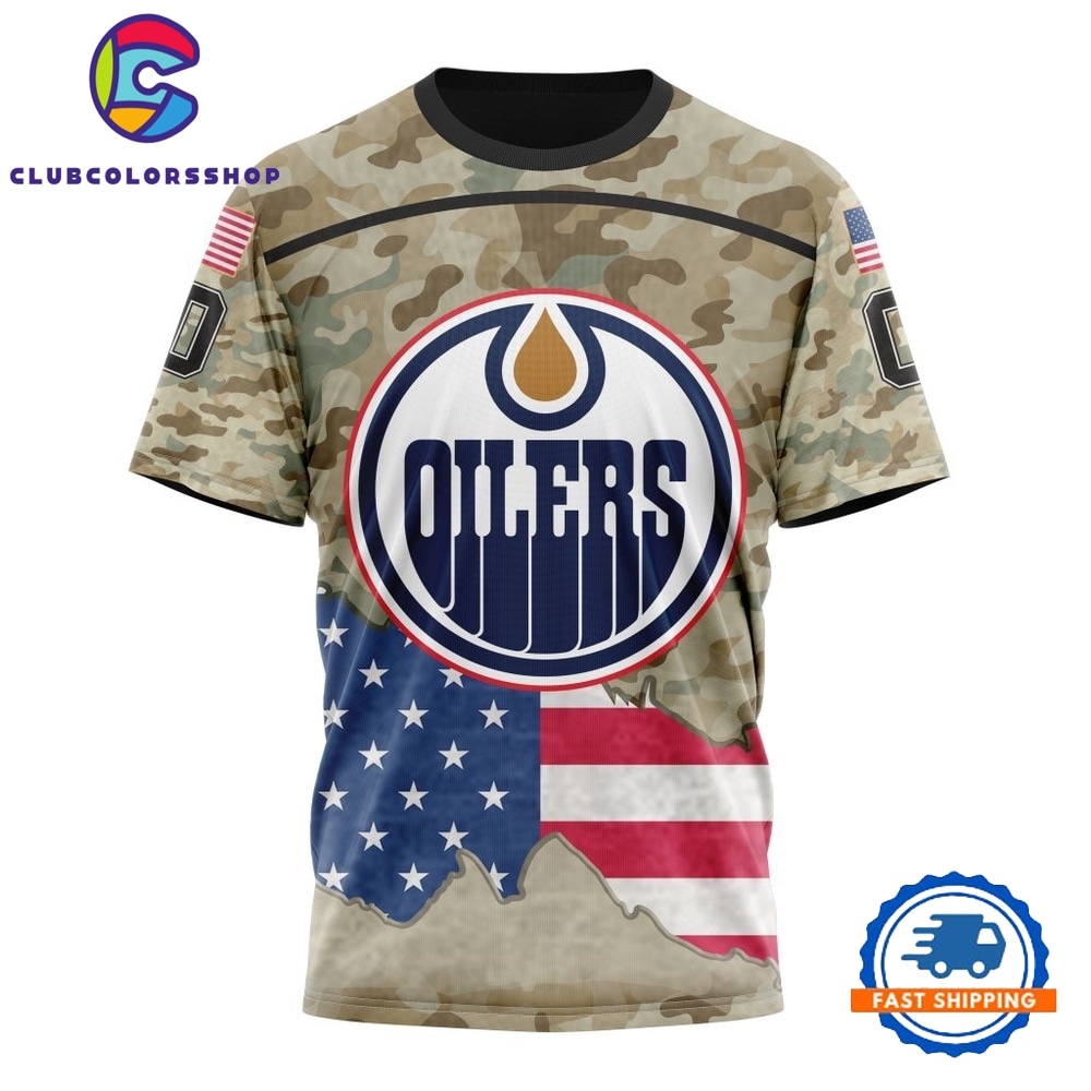 NHL Edmonton Oilers Specialized Kits For United State With Camo Color Hoodie, T Shirt 4