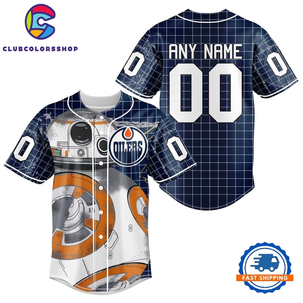 NHL Edmonton Oilers x BB 8 D Star War Baseball Jersey