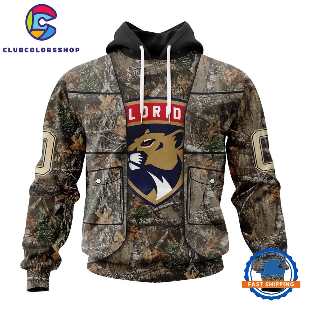 NHL Florida Panthers Specialized Unisex Vest Kits With Realtree Camo Hoodie, T Shirt