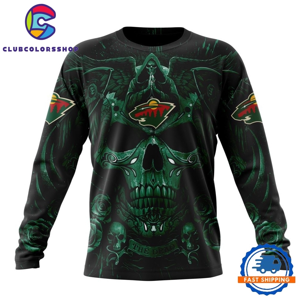 NHL Minnesota Wild Special Design Halloween With Skull Art Hoodie, T Shirt NHL Minnesota Wild Special Design Halloween With Skull Art Hoodie, T Shirt