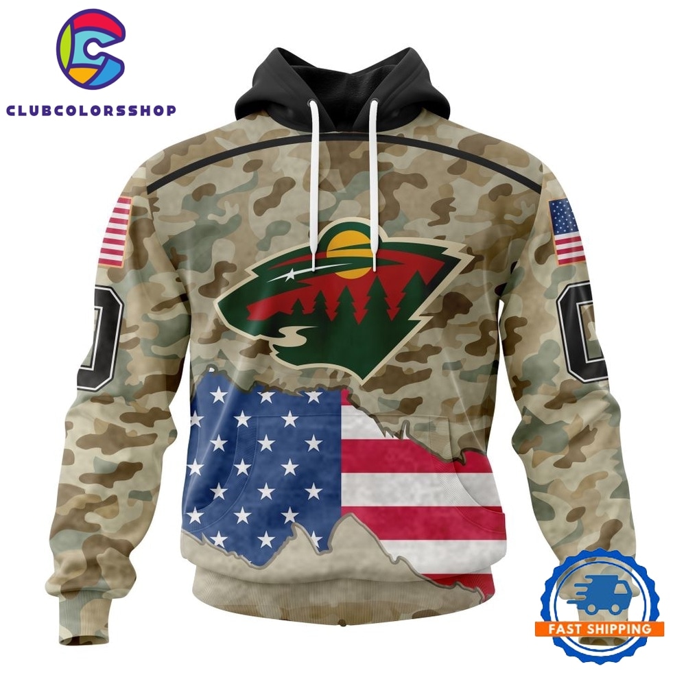 NHL Minnesota Wild Specialized Kits For United State With Camo Color Hoodie, T Shirt