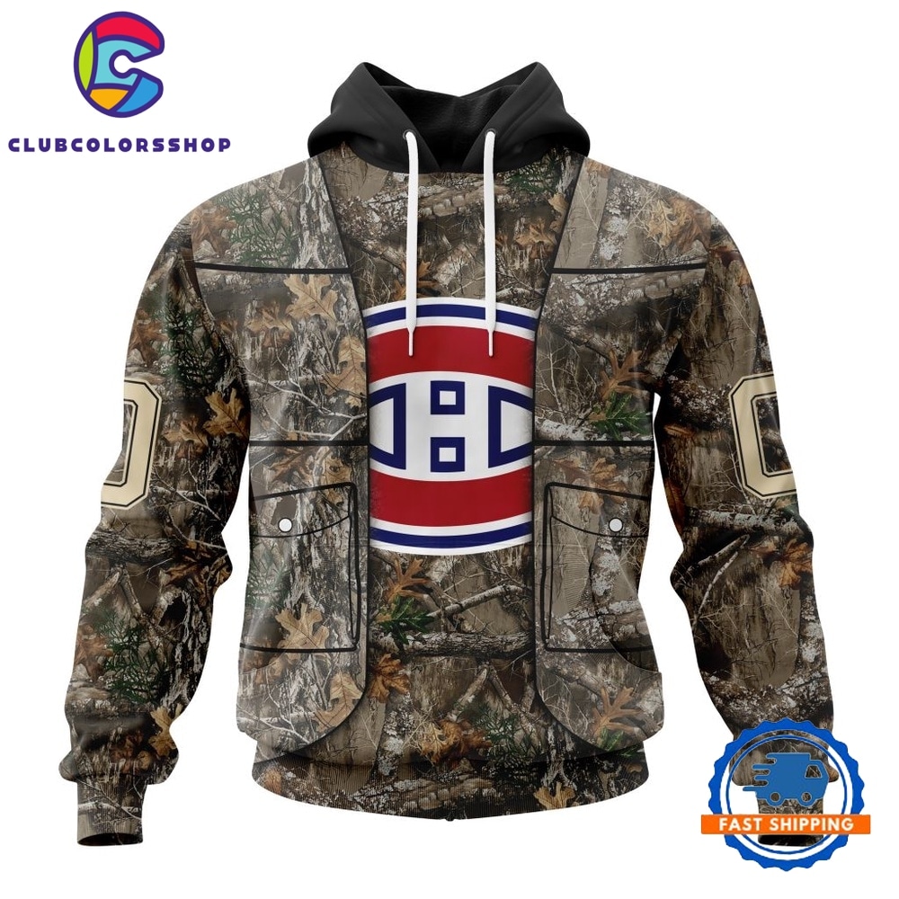 NHL Montreal Canadiens Specialized Unisex Vest Kits With Realtree Camo Hoodie, T Shirt