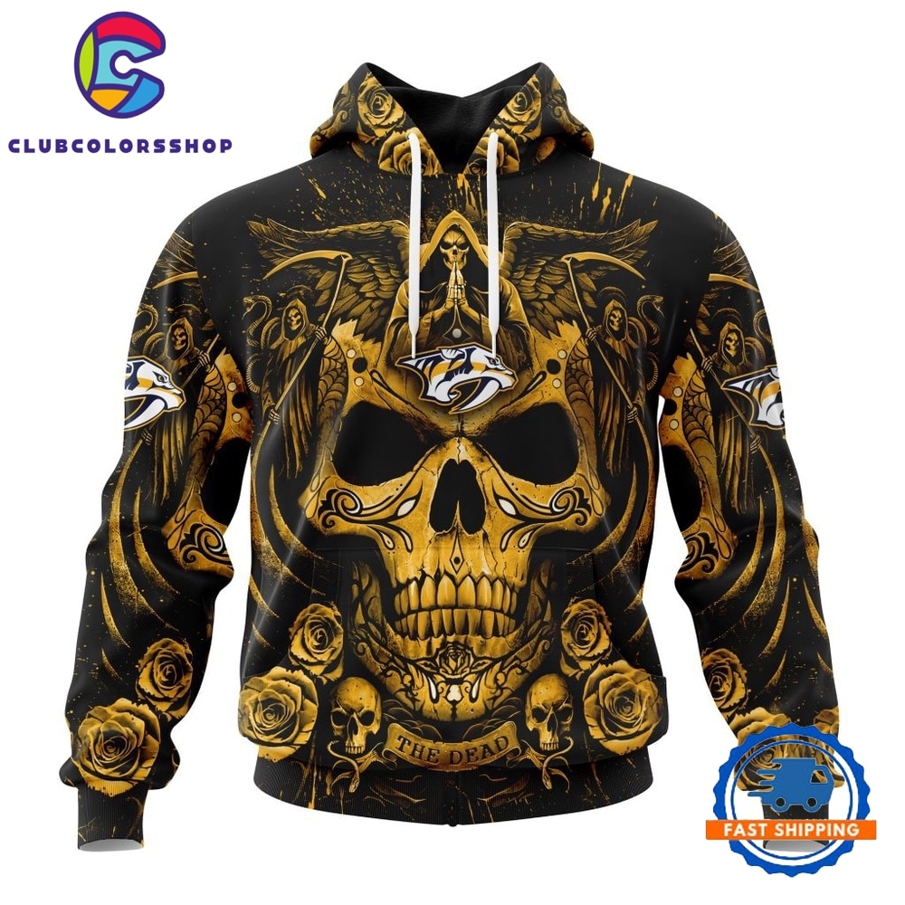 NHL Nashville Predators Special Design Halloween With Skull Art Hoodie, T Shirt