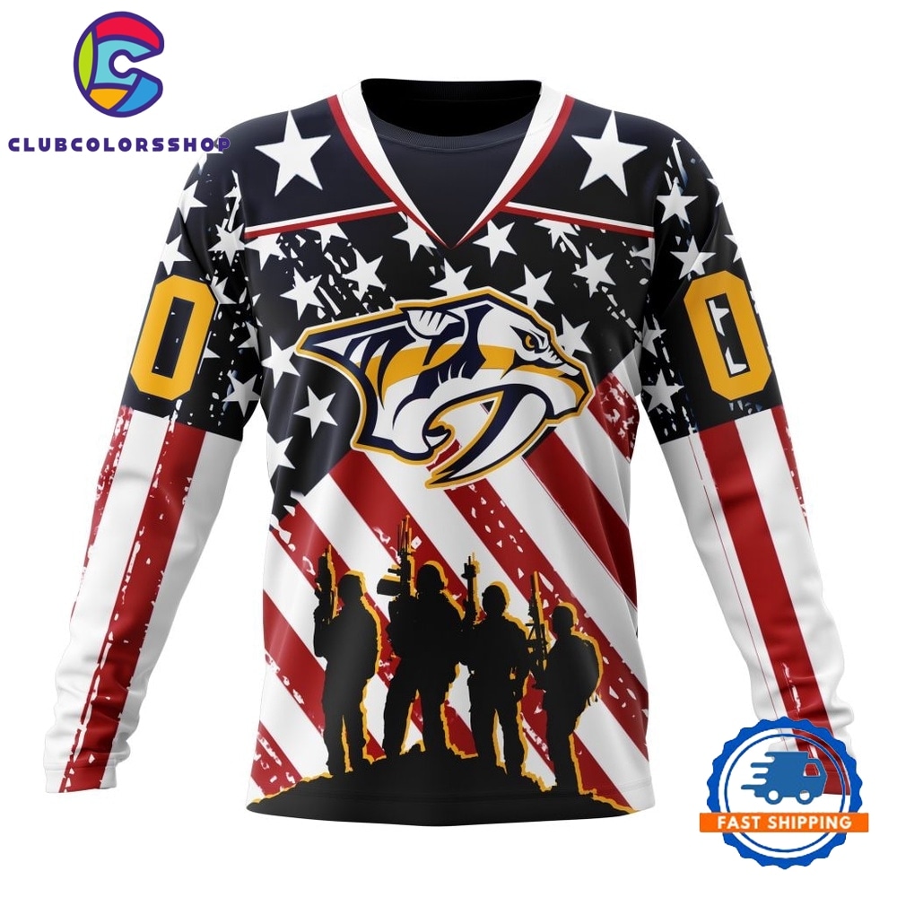 NHL Nashville Predators Specialized Kits For Honor USS Military Hoodie, T Shirt 3