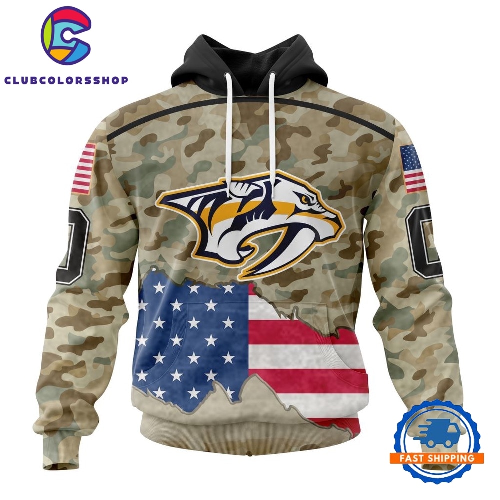 NHL Nashville Predators Specialized Kits For United State With Camo Color Hoodie, T Shirt
